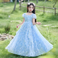 Girldressprintingfloralsprincess skirt long skirt forest style pastoral chiffon waist slimming lookkids skirt lady