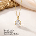 popular elegant zirconium round necklace for women, accessible luxury niche versatile titanium steel clavicle chain earrings jewelry set