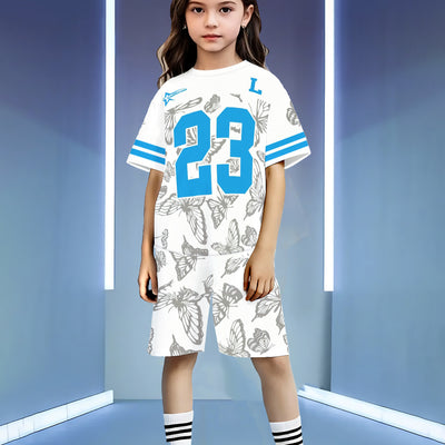 wholesale girls' short-sleeve and shorts sets, fashionable spring, summer, and autumn outfits for girls