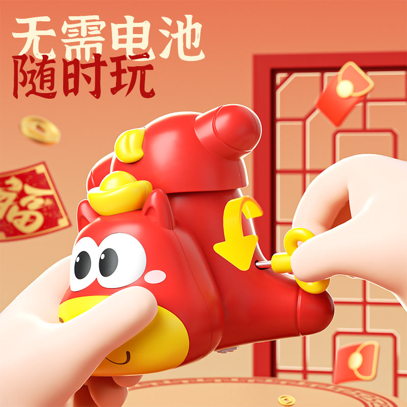 [customized] cartoon cute horse and lion awakening clockwork fun table decoration, durable horse year new year gift for kids toys