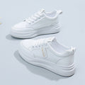 Wholesale women's white sneakers - new spring/autumn collection, versatile leather upper, breathable canvas, lightweight athletic casual skate shoes, fashionable