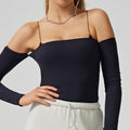 One shoulder autumn wear new arrival women's sports long sleeves t-shirt yoga wear tight dance outwear thin fitness wear