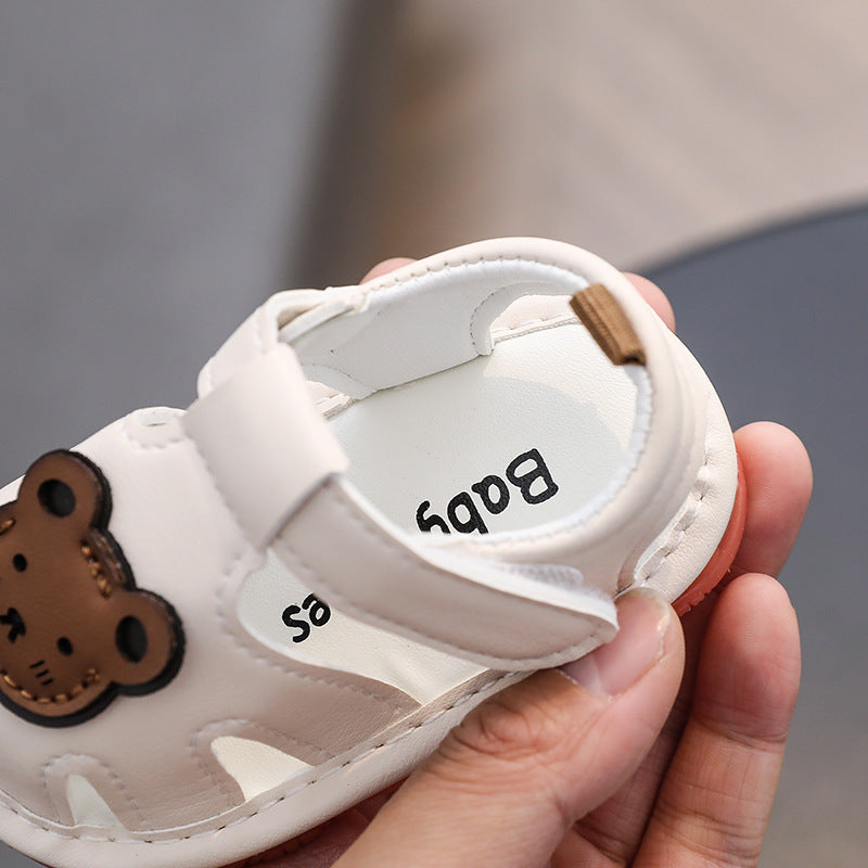 Summer infant toddler shoes, boys' and girls' squeaky shoes, tendon sole sandals, closed-toe baby shoes, soft sole non-slip children's shoes