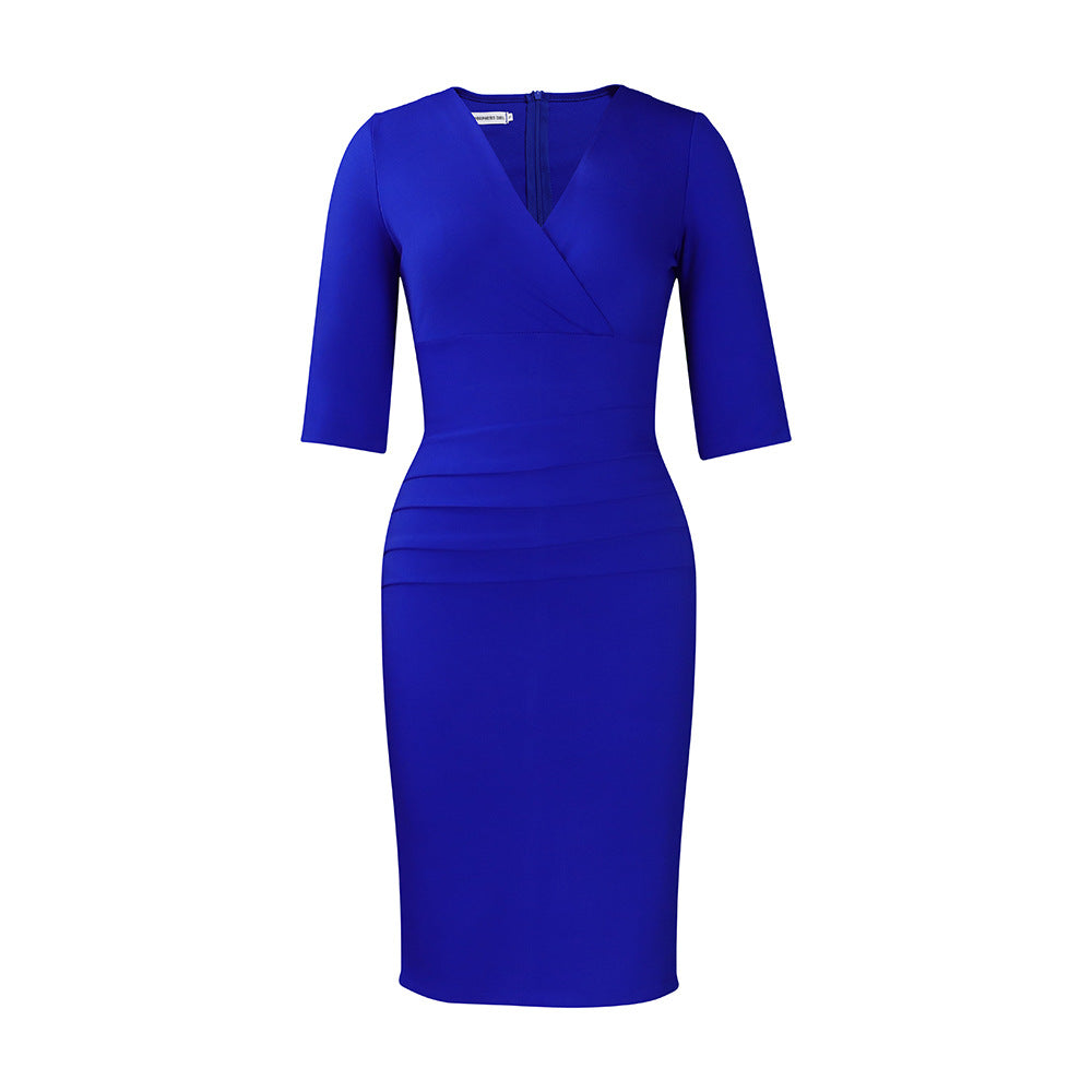 D3217  independent station foreign trade women's v-neck elegant hip-covering ol tongle african large size cross-border dress