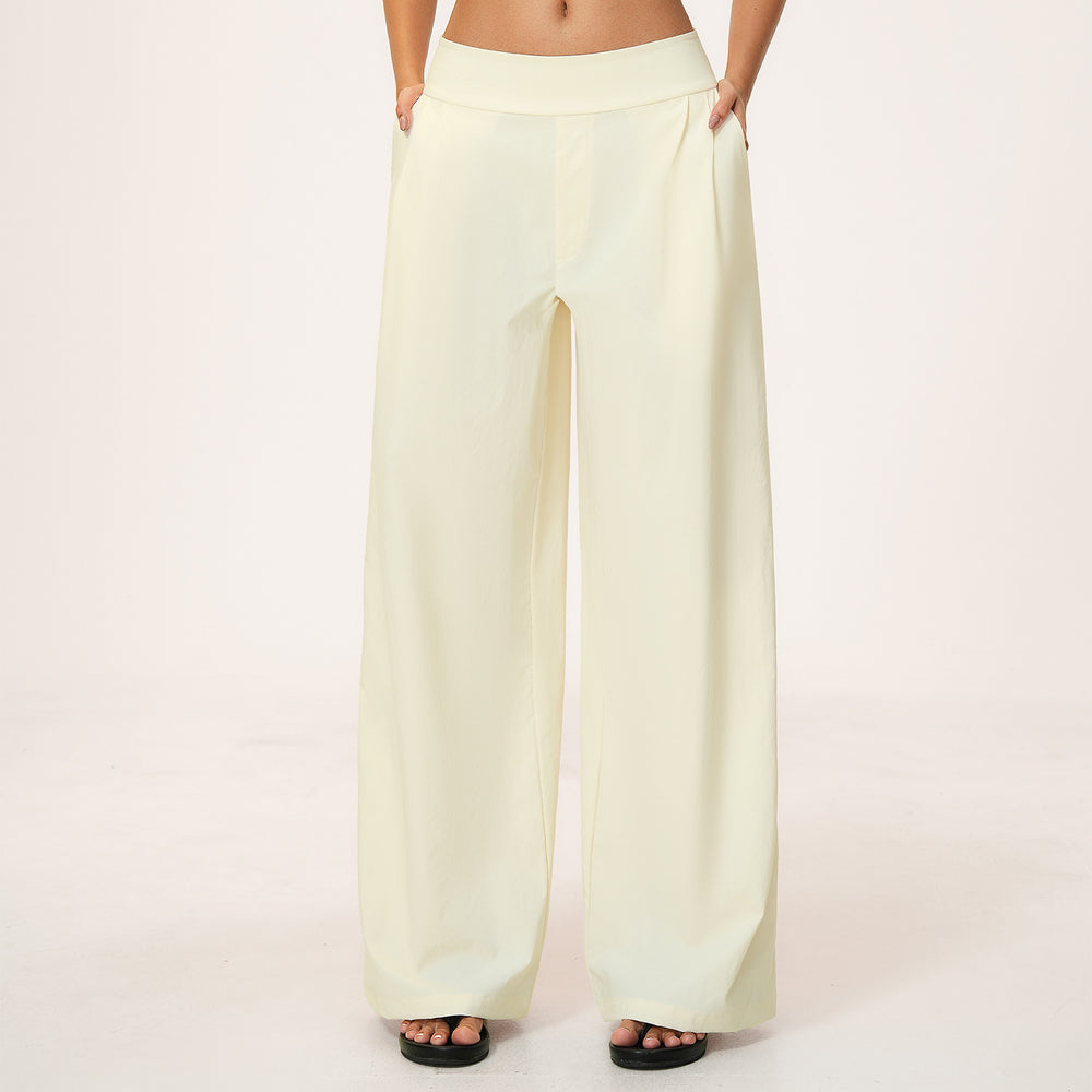 Factory direct: women's loose wide-leg pants with double-panel waistband, breathable & quick-drying, high-waisted tummy control workout leggings - style 9599