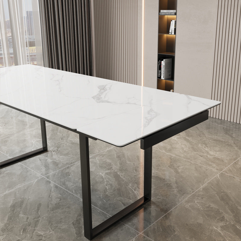 Direct from the factory: modern minimalist rock slab dining table, italian-inspired light luxury long table, extendable with pull-out feature, suitable for multiple people