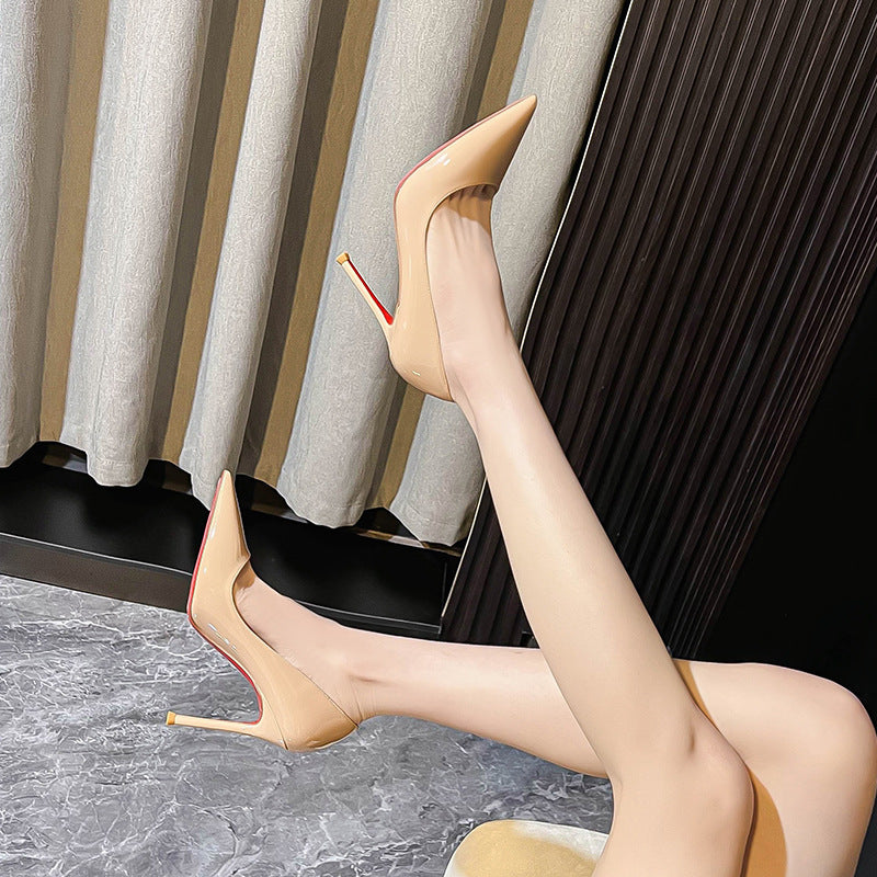 French red bottom side open pointed toe high heels women's stiletto heels autumn and winter flatssexyeleganteasiest for matchaccessible luxuryclassy