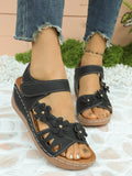 Plus size wedge heel roman retro sandals women's 2026 new hollow-out platform slide sandals beach women's sandals