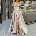 spring new cross-border european and american women's clothing multi-color bandeau v-neck backless flared dress with slit sleeveless maxi dress