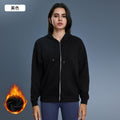 Fall and winternew arrivalfleece-lined hooded sweatshirt women's windproof heattechlooseslimming lookcasual zipper cardiganoutweard25155