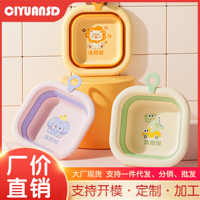 Wholesale square baby cartoon wash basin - newborn kids' bath, wipe-down, and foot washing basin - foldable baby washbasin