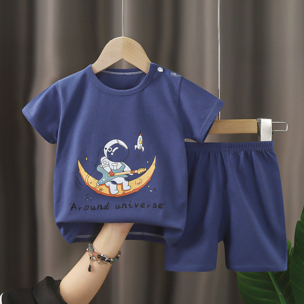 Summer children's clothing set: pure cotton t-shirt & underwear for boys and girls, baby & infant short-sleeve tee and shorts - dropshipping available