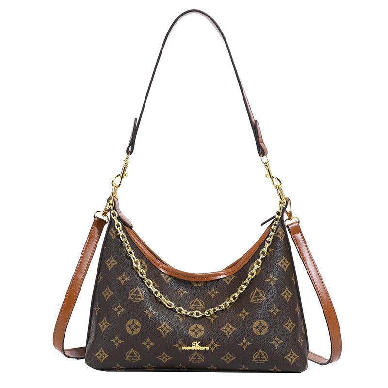 accessible luxury retro old flower crescent women's 2025 new trendy large capacity commuter versatile shoulder crossbody bag wholesale