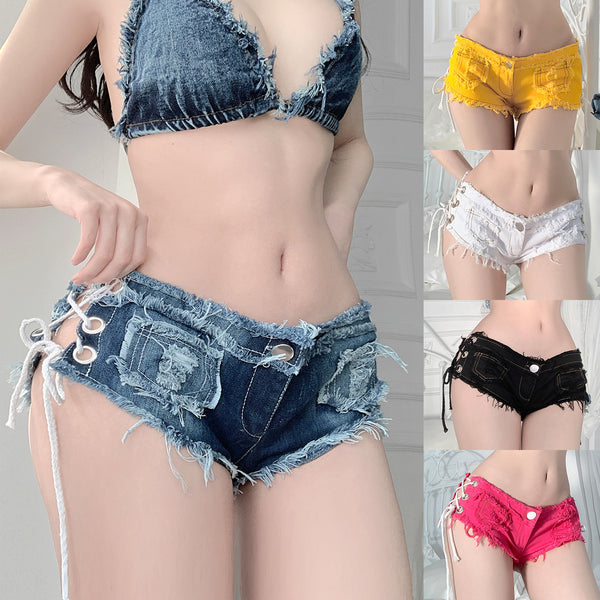 New  Summer Fashion Denim Shorts Jeans Spice Bar Women's Sexy Low Waist Elastic