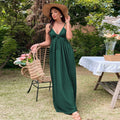 new european and american style cross-border women's clothing: vacation-inspired beach maxi dress - sexy backless, cinched waist, a-line sundress