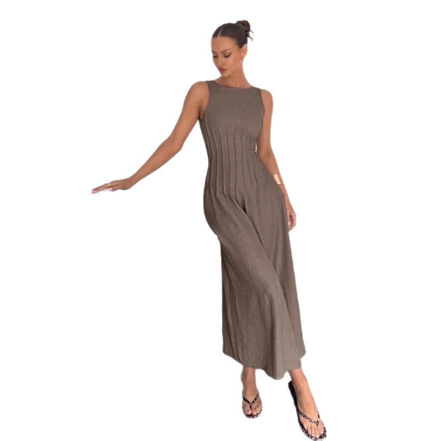 new european and american style solid color sleeveless dress - perfect for cross-border  sales
