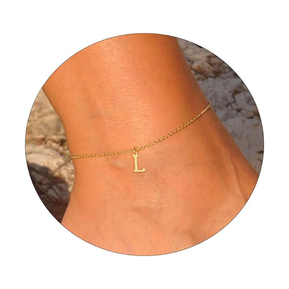 Amazon's new casual14k gold-plated waterproofletter compact 26 english letter women's anklet