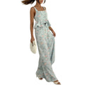 women's summer new arrivals:  cross-border fashion printed ruffle trim cami casual set (us/eu style)
