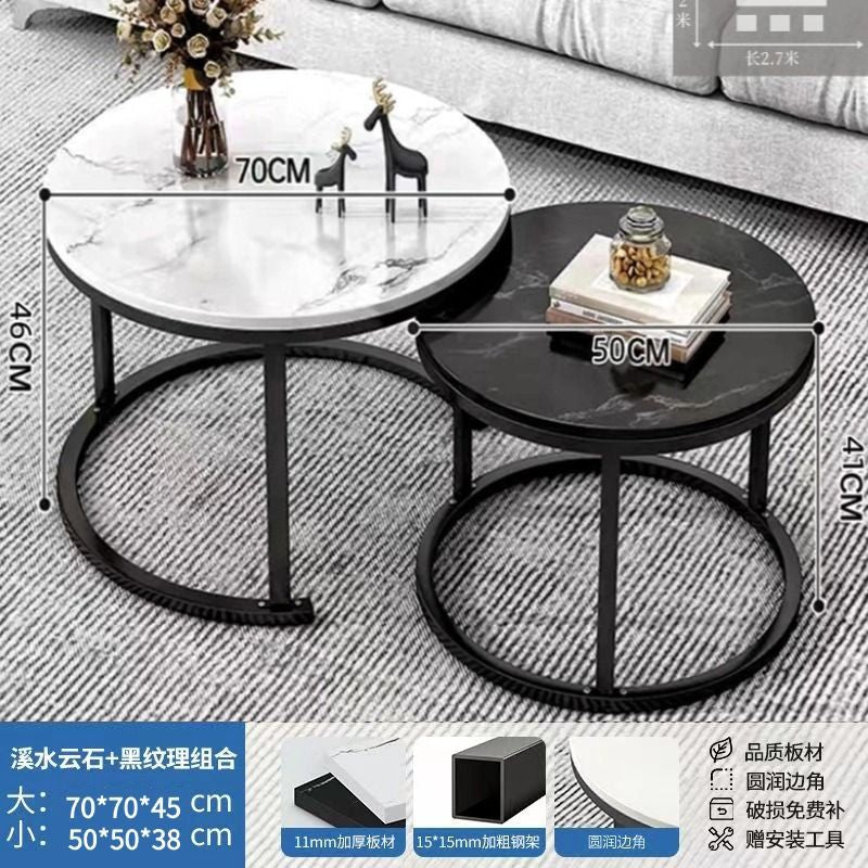 Coffee table living room home round table small apartment light luxury minimalist sofa tea table modern 2025 new balcony table