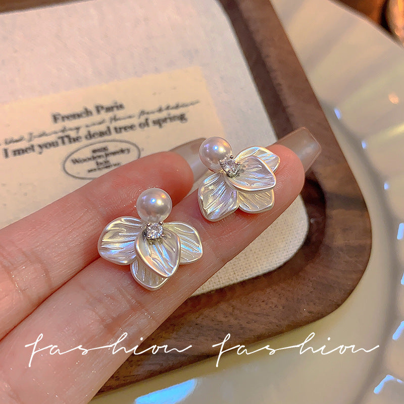 French cream white clover pearl earrings - unique design, high-end earrings & studs - new 2026 accessories