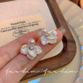 French cream white clover pearl earrings - unique design, high-end earrings & studs - new 2026 accessories