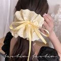 2026new arrival oversized pleated large intestine hair tie super fairy easiest for match double layer headband hair rope head flower hair accessories headwear trendy