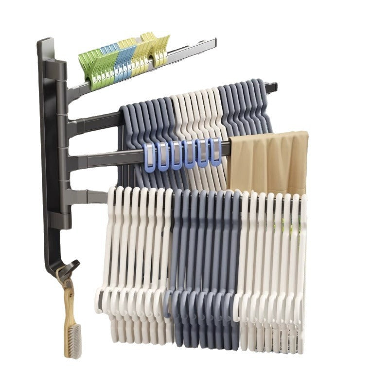 Balcony clothes hanger storage handy gadget multi-layer storage rack can be rotated without punching holes balcony drying clothes storage rack hook