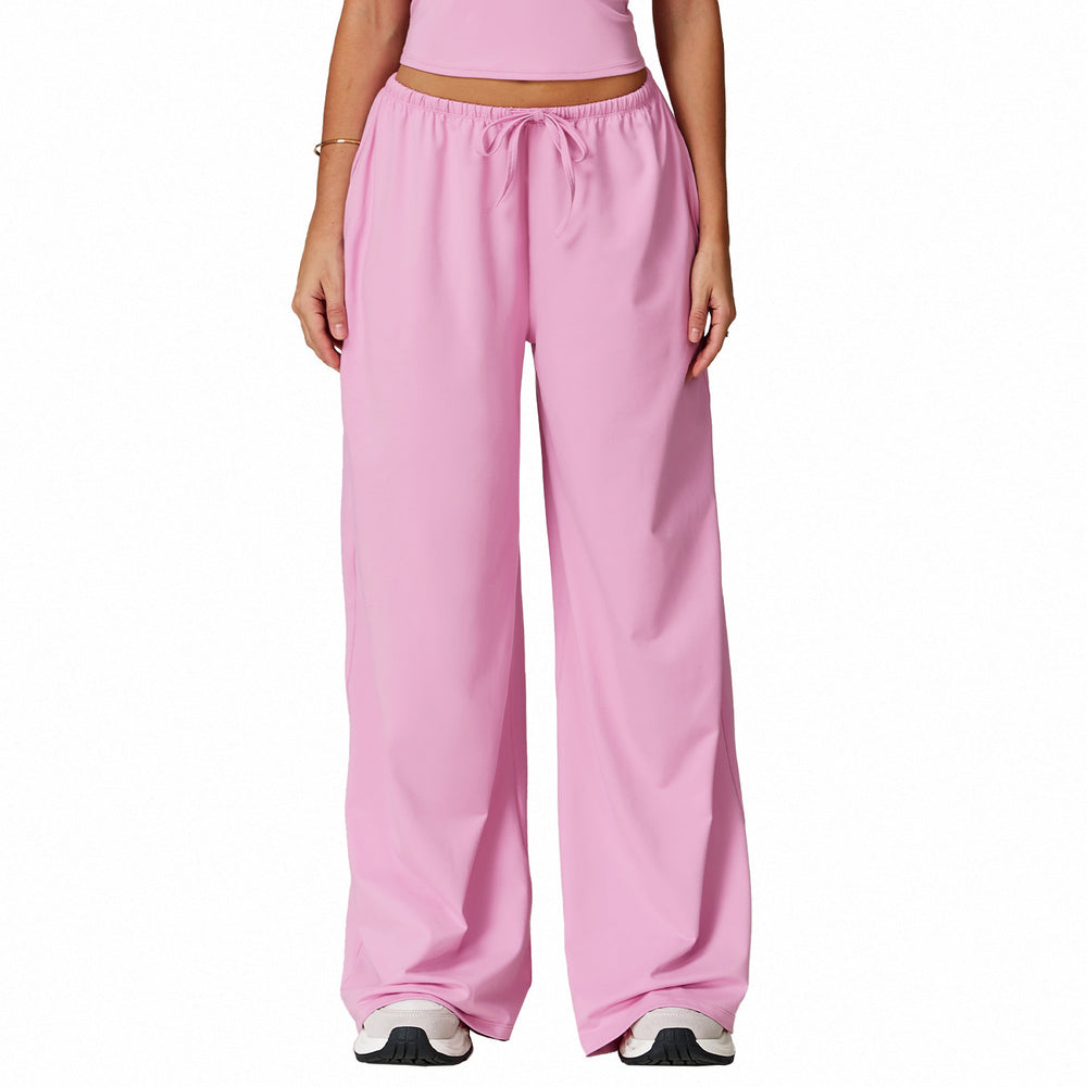 Amazon's new arrivalfashion brushed drape wide-leg loosecasual pants sports fitness elastic drawstring tie backpants