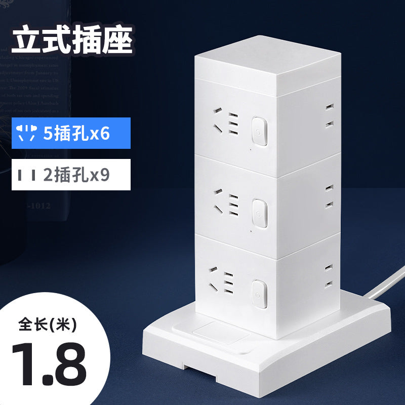 Smart tower power strip with night light, multi-port usb, and long cord – home power strip with multiple outlets