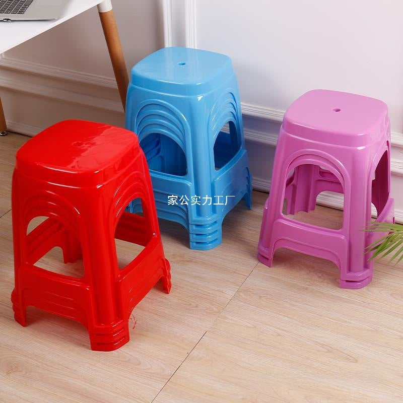 Extra thick red plastic stool cooked glue household thickened dining table stool plastic chair adult high bench high foot stool commercial