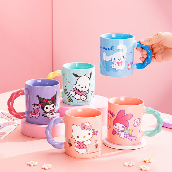 Sanrio mug high-value ceramic cup household handle cup couple water cup cute coffee cup milk cup