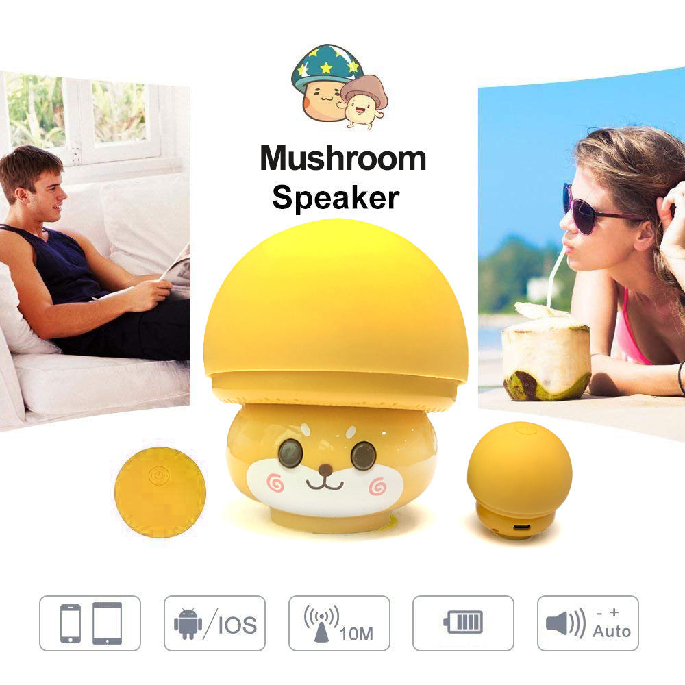 new creative cartoon mini portable waterproof mushroom bluetooth speaker subwoofer outdoor audio