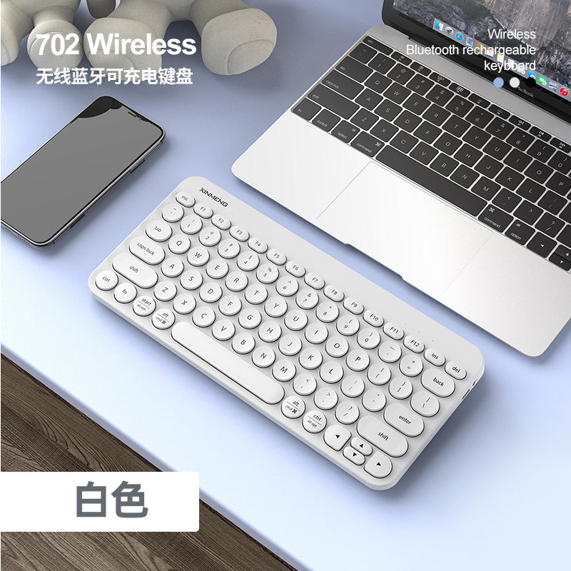 Xinmeng rf702 wireless bluetooth keyboard and mouse combo - rechargeable punk round keycap keyboard for tablets and laptops