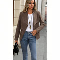 new cross-border fashion casual faux suede comfortable fabric turn-down collar long sleeve cropped top jacket women's clothing