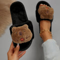 Slippers cotton slippers women's capibala bouquet winter fur slippers indoor and outdoor home large size one word heattech cotton slippers