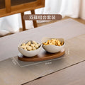Japanese retro-style stoneware snack plate - perfect for home living room tea time, coffee table, nuts, candy, and snacks - ceramic dried fruit dish