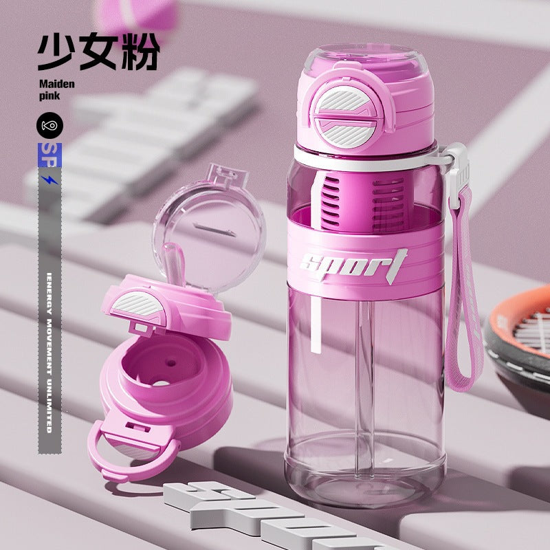 New arrival large capacity fitness sports water cup double drink high appearance outdoor water kettle high temperature resistant student plastic cup wholesale