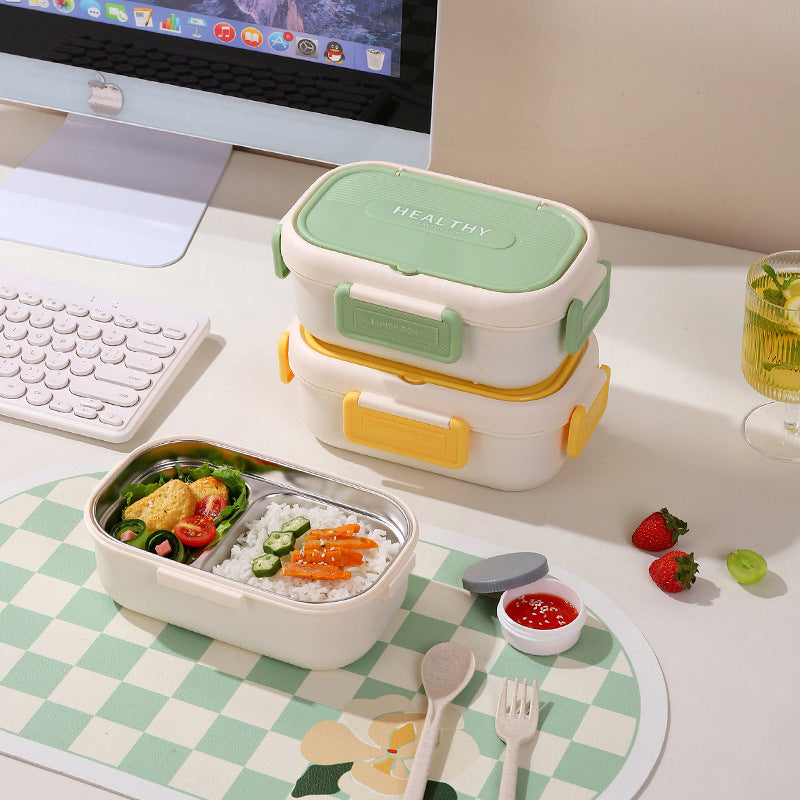 304 stainless steel insulated lunch box - perfect for kids, office workers, and students. features divided compartments and microwave-safe heating