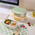 6896-201 double compartment lunch box (with spoon)