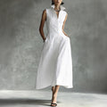 European and american cross-border independent station  summer new fashion casual stand collar elegant trendy button-down dress