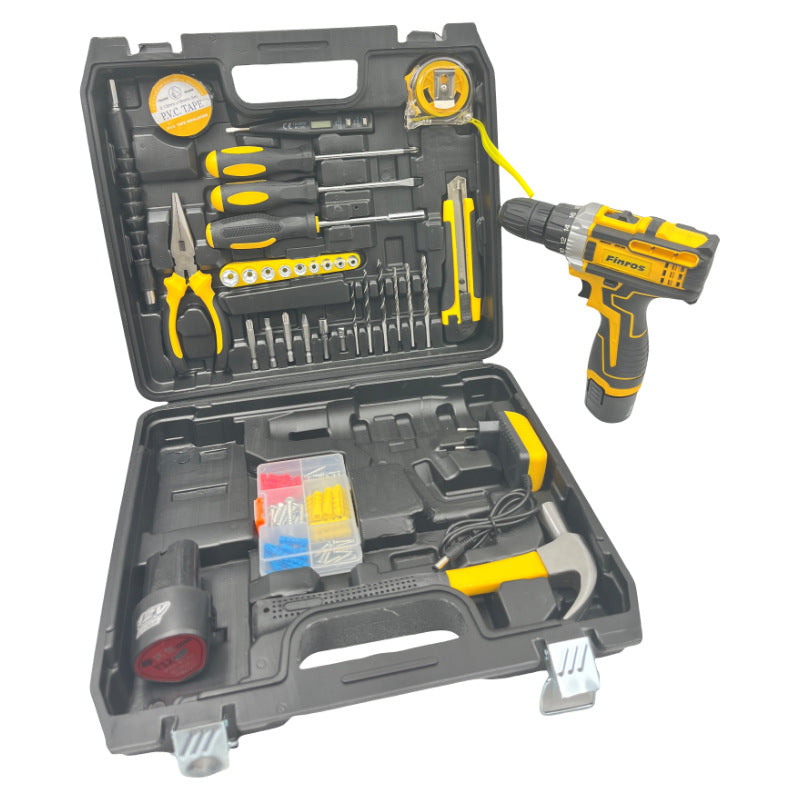 Foreign trade  DW 12V multi-functional screw impact two-speed lithium battery electric drill set accessories toolbox