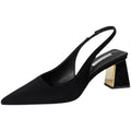 2025 summer new sexy fashion versatile pointed toe chunky heel sandals open side slip-on export high heel sandals for women