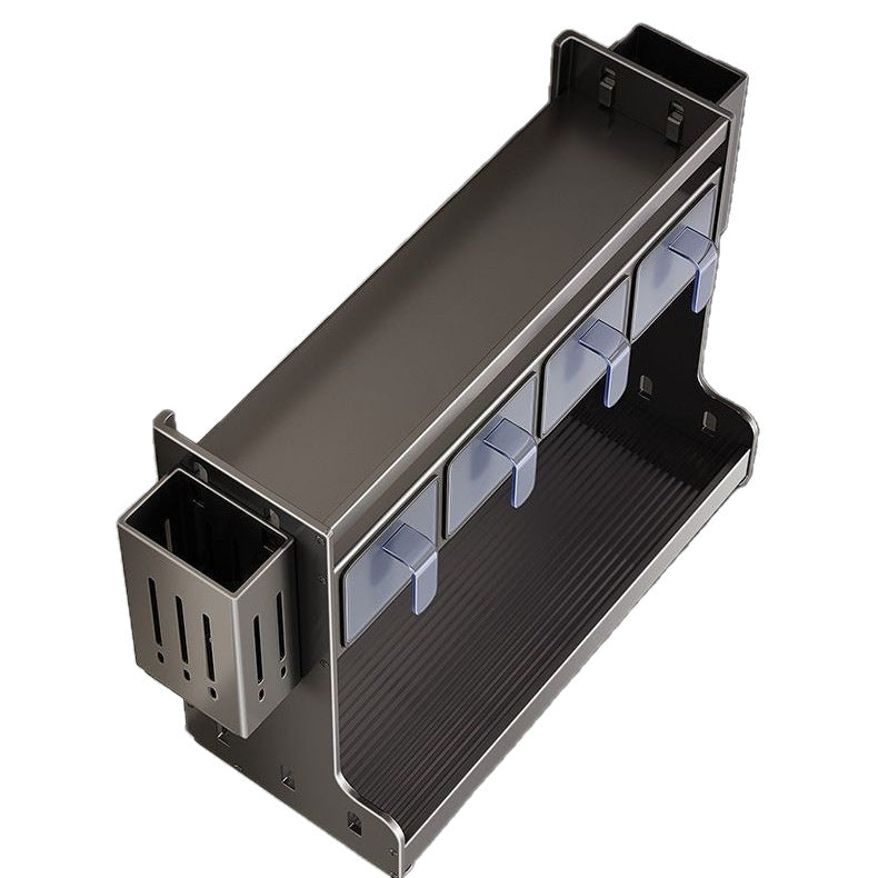 Kitchen rack Wall-mounted non-punching oil, salt, sauce and vinegar storage Wall-mounted multi-functional condiment tank seasoning box