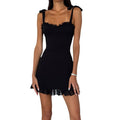 cross-border fashion: european & american style women's new arrivals - sexy low-cut off-the-shoulder spaghetti strap bodycon mini dress