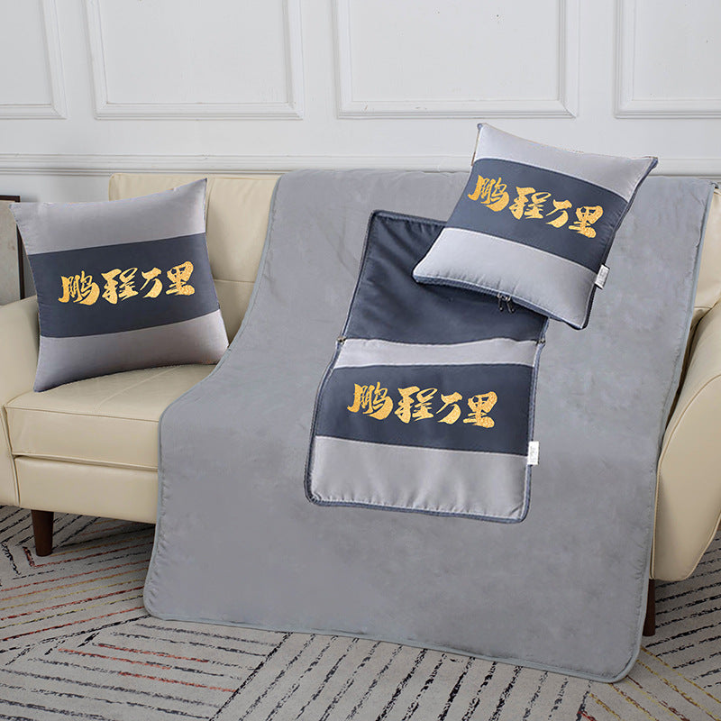 Dual-purpose car pillow and quilt, car pillow quilt, foldable air-conditioning quilt, printed pillow quilt, personalized logo wholesale