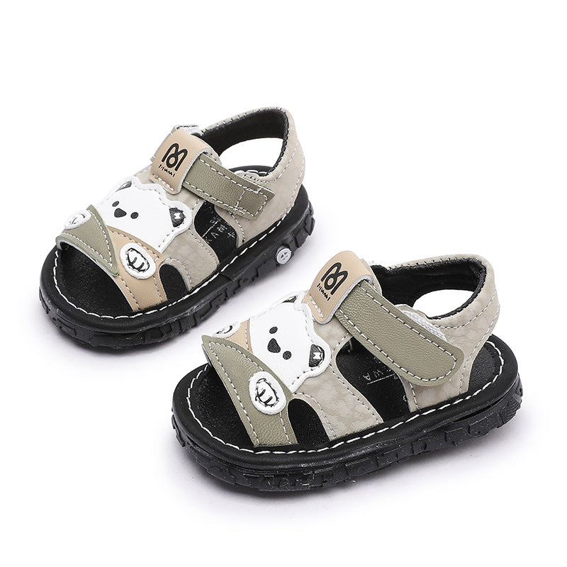 summer new arrivals: baby boys' casual cartoon sandals, stylish toddler soft-soled prewalker shoes, kids' shoes with squeaker
