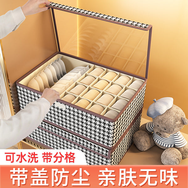 Underwear storage box Household underwear Socks storage bag Fabric division drawer type close-fitting clothing finishing three-in-one
