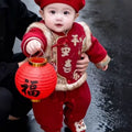 Baby winter clothes heattech outwear one-piece national style baby new year's greetings clothes one year old full month dress festive haha
