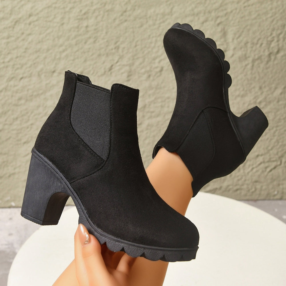Exportplus sizefall and winternew arrival sleeve boots women's round toe thick high heel elastic exportfashion women's short boots