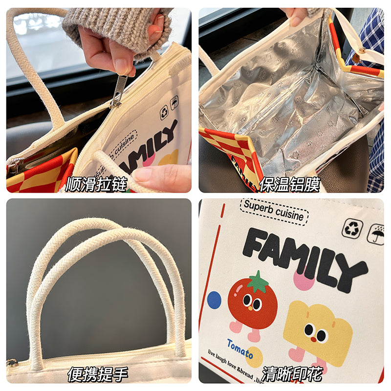 Cute bento bag, student office workers go out to bring meals, lunch bag, thickened thermal insulation bag, large-capacity portable lunch box bag